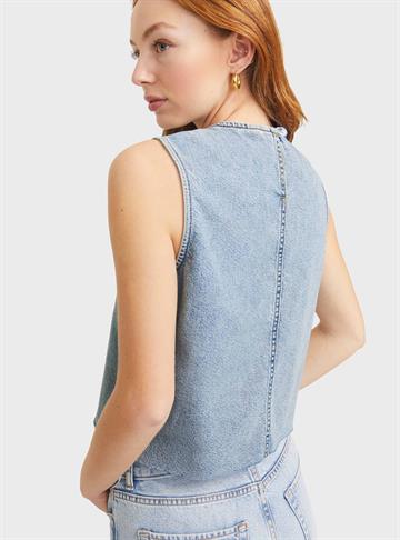 JJXX - Maggie Cut Off Denim Top - Light Blue Denim