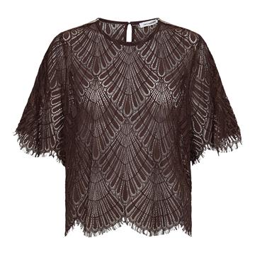 Co' Couture - Leti Lace Blouse - Dark Brown