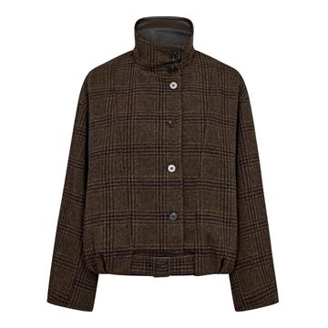 Co' Couture - Olva Check Balloon Jacket - Dark Brown