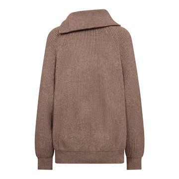 Co\' Couture - Row Rib Zip Roll-Neck Knit - Walnut