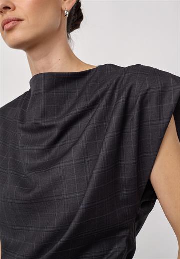 Co\' Couture - Elora Check Pleat Top - Dark Grey