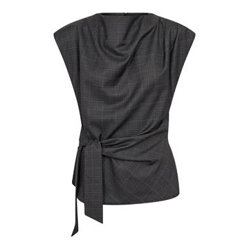 Co' Couture - Elora Check Pleat Top - Dark Grey