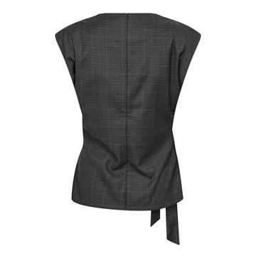 Co\' Couture - Elora Check Pleat Top - Dark Grey