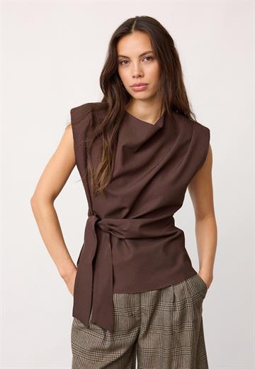 Co\' Couture - Luna Pleat Top - Dark Brown