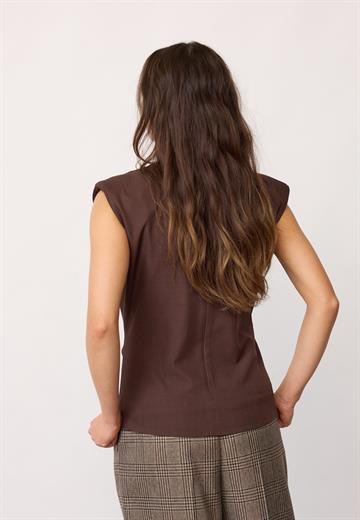 Co\' Couture - Luna Pleat Top - Dark Brown