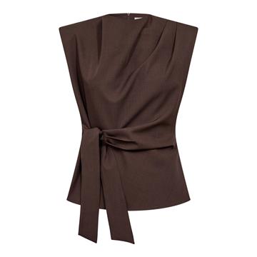 Co' Couture - Luna Pleat Top - Dark Brown