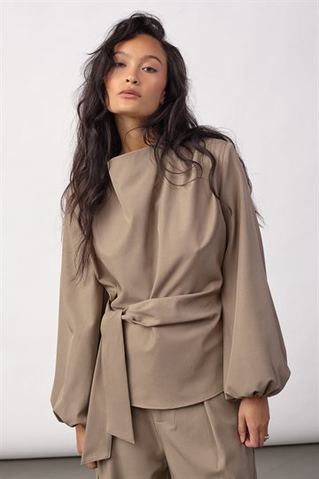 Co\' Couture - Luna Tie Blouse - Taupe