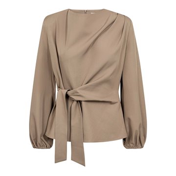 Co' Couture - Luna Tie Blouse - Taupe