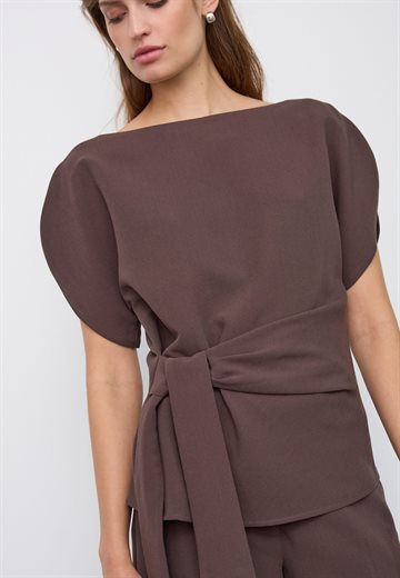 Co\' Couture - Acile Pleat SS Blouse - Brown