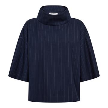 Co' Couture - Gabie Pin Funnel Neck Blouse - Navy