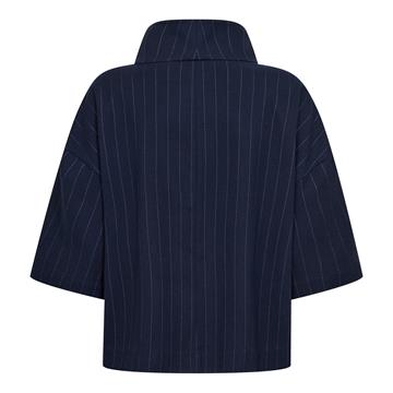 Co\' Couture - Gabie Pin Funnel Neck Blouse - Navy