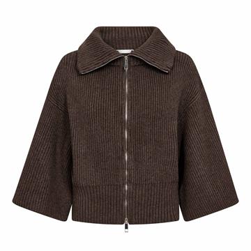 Co' Couture - Row Zip SS Knit - Mocca