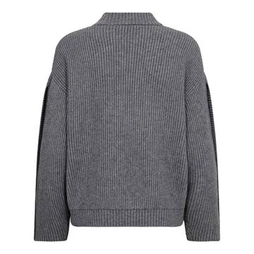 Co\' Couture - Row Button Sleeve Knit - Grey Melange