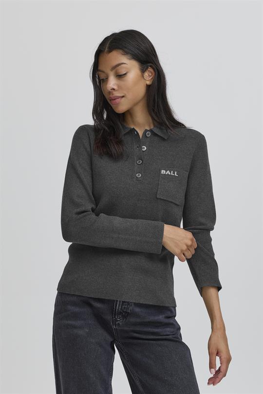 Ball - Marietta Knit Polo - Dark Grey Melange