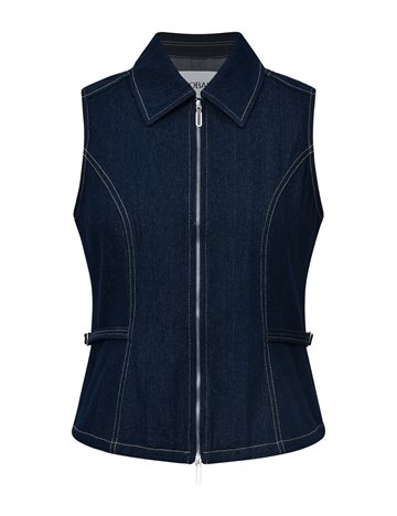 Global F - Falucca Top Vest - Dark Unwashed Denim