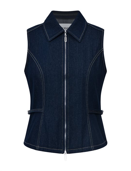 Global F - Falucca Top Vest - Dark Unwashed Denim