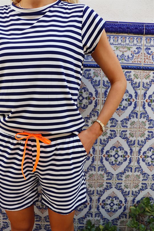 Liberté - Alma U-Tshirt - Blue Creme Stripe