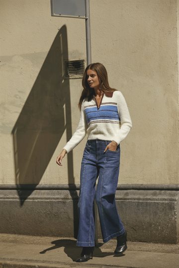 Co\' Couture -Tory Stripe Zip Knit - Off White 