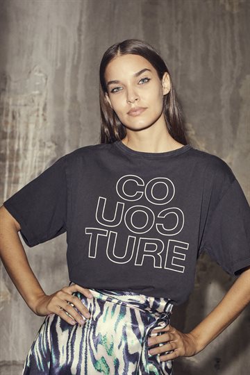 Co' Couture - Acid Outline Oversize Tee - Sort