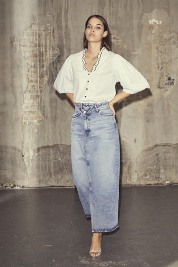 Co\' Couture - Vika Asym Slit Skirt - Denim Blue