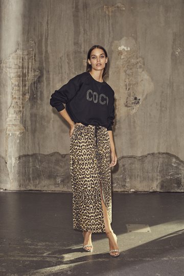 Co\' Couture - Leo Denim Slit Skirt - Khaki