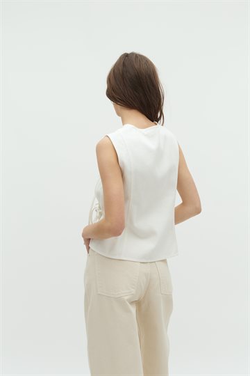 Global F - Ciana Scallop Top - White
