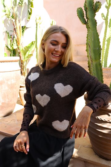 Liberté - Fro Heart Pullover - Chocolate Ivory Heart