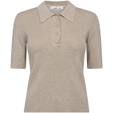 Haute L ' Amitié - Piccolo SS Polo Rib Knit - Walnut Melange