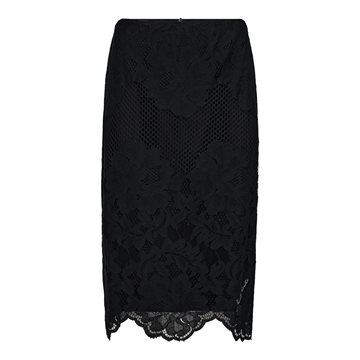 Haute L ' Amité - Curvey Lace Hem Pencil Skirt - Black