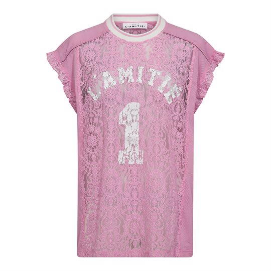 Haute L \' Amitié - Football Lace Frill Top - Candyfloss