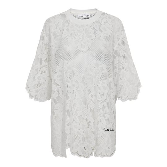 Haute L\' Amitié - Curvey Lace Hem Tee - Off-White