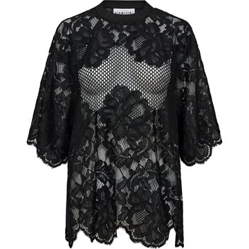 Haute L' Amitié - Curvey Lace Hem Tee - Black