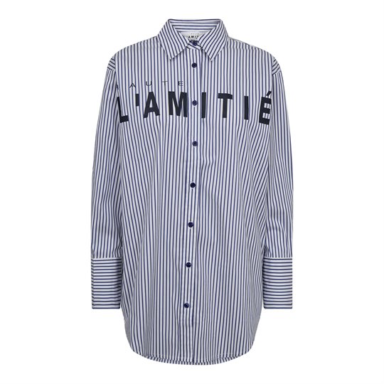 Haute L \' Amitié - Stripe Chest Logo Shirt - White Blue Stripe
