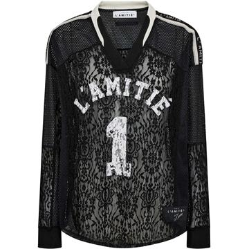 Haute L ' Amitié - Lace Football V-Blouse -  Black