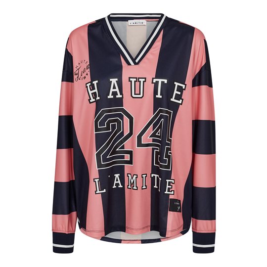 Haute L \' Amitié - Stripe Football Blouse  - Navy Pink