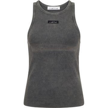 Haute L ' Amitié - Acid Rib Badge Tank - Black Acid Wash