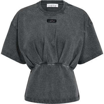 Haute L ' Amitié - Romie Acid Pleat Tee - Black Acid Wash