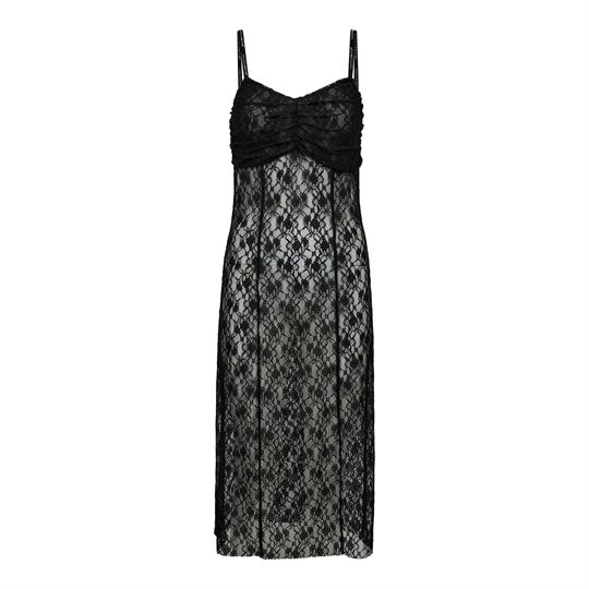 Haute L\' Amitié - Lace Logo Strap Dress - Black