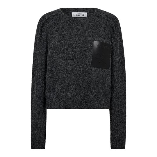 Haute L' Amitié - Darcia Reverse Crop Pocket Knit - Antracit Melange
