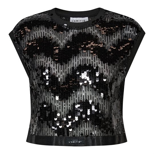 Haute L\' Amitié - Mirror Sequin Crop Top - Black