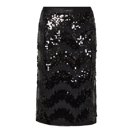 Haute L\' Amitié - Mirror Sequin Pencil Skirt - Black
