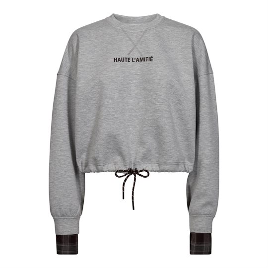 Haute L\' Amitié - Maxi Crop Shirt Cuff Sweat - Grey Melange