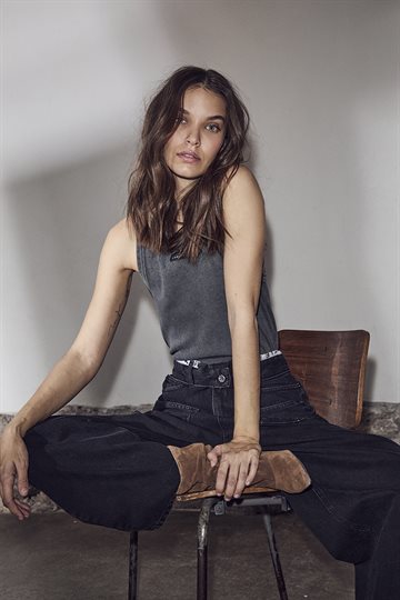 Haute L \' Amitié - Rib Bagde Acid Stone Tank - Black Acid Wash