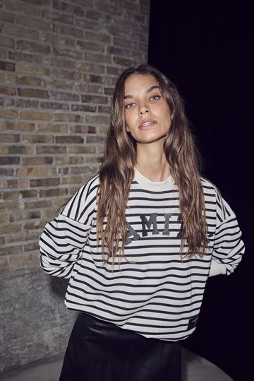 Haute L \' Amitié - Stripe Logo Sweat - Offwhite Black