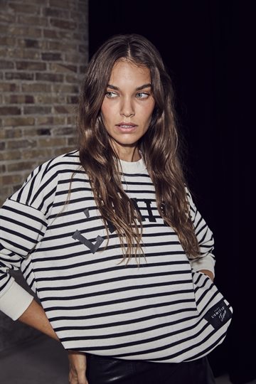 Haute L ' Amitié - Stripe Logo Sweat - Offwhite Black