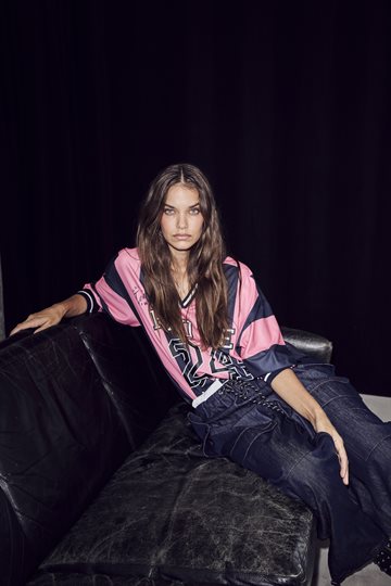 Haute L \' Amitié - Stripe Football Blouse  - Navy Pink
