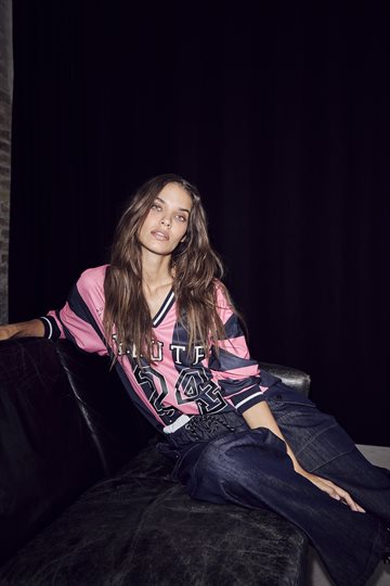 Haute L \' Amitié - Stripe Football Blouse  - Navy Pink