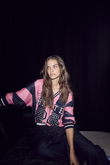 Haute L \' Amitié - Stripe Football Blouse  - Navy Pink