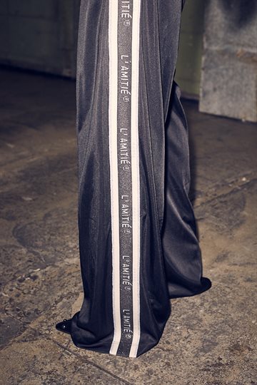 Haute L' Amitié - Baggy Lurex Logo Tall Track Pants - Black