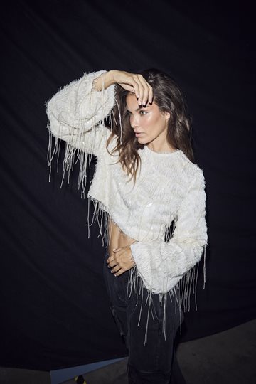 Haute L' Amitié - Sequin Fringe Blouse - Pearl